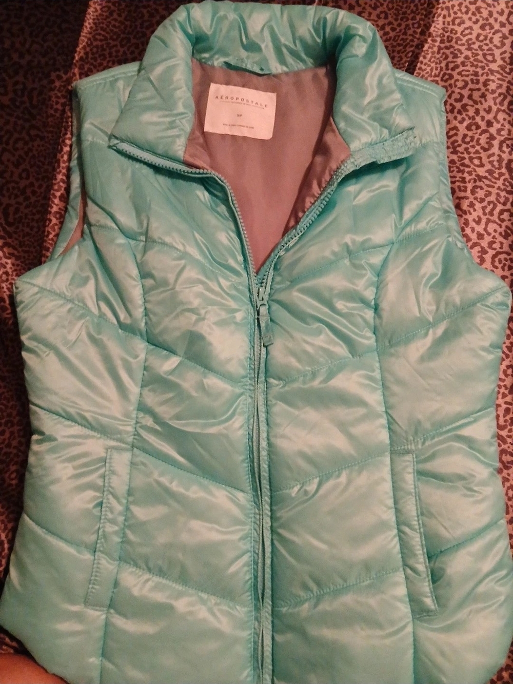 Aeropostale Mint Quilted Puffer Vest - Light Teal